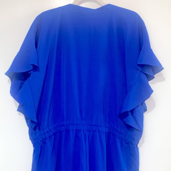 JUNAROSE JUMPSUIT RUFFLE SHOULDER TIE WAIST IN BLUE - Picture 4 of 10